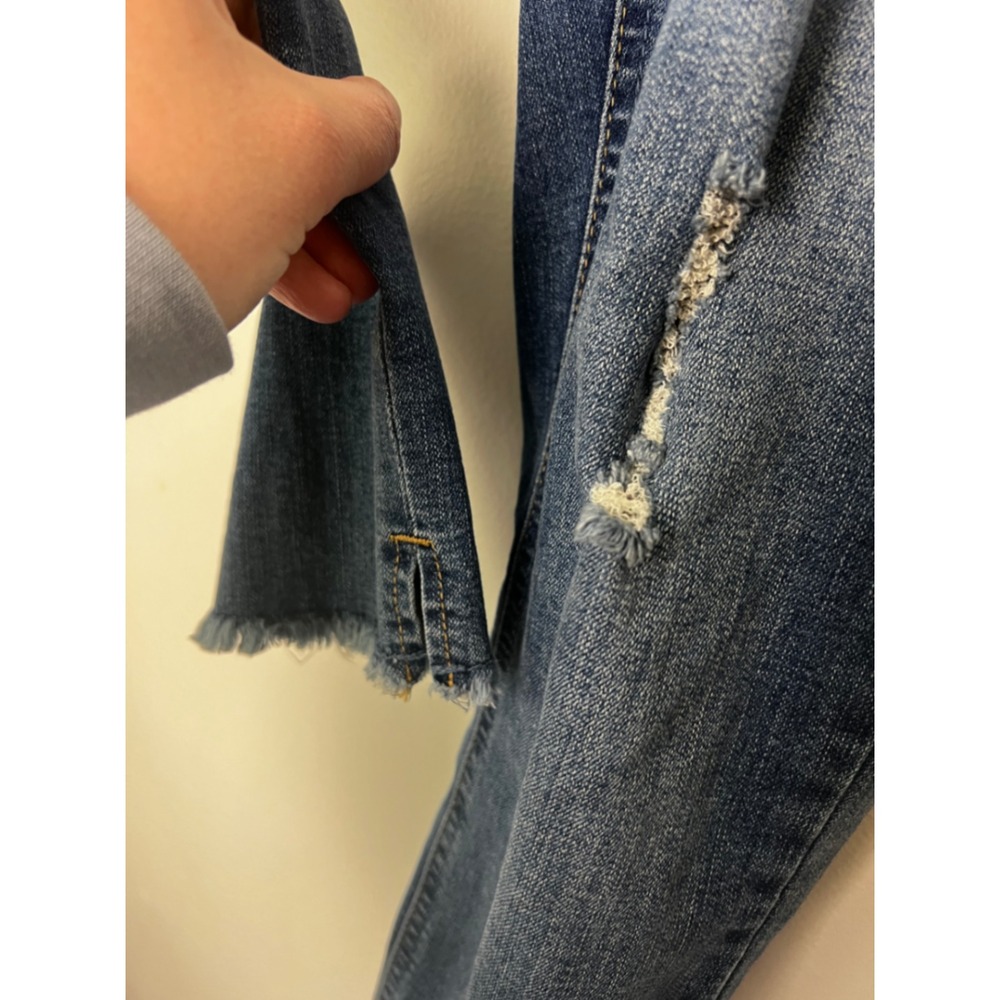 For The Republic Women Distressed Skinny Jeans Medium Wash Raw Hem Slit 8/28 - Picture 4 of 5